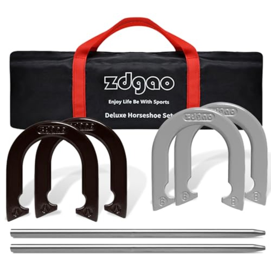 Horseshoe Game Set - Horseshoes Outside Game Set-Portable Outdoor Horseshoe