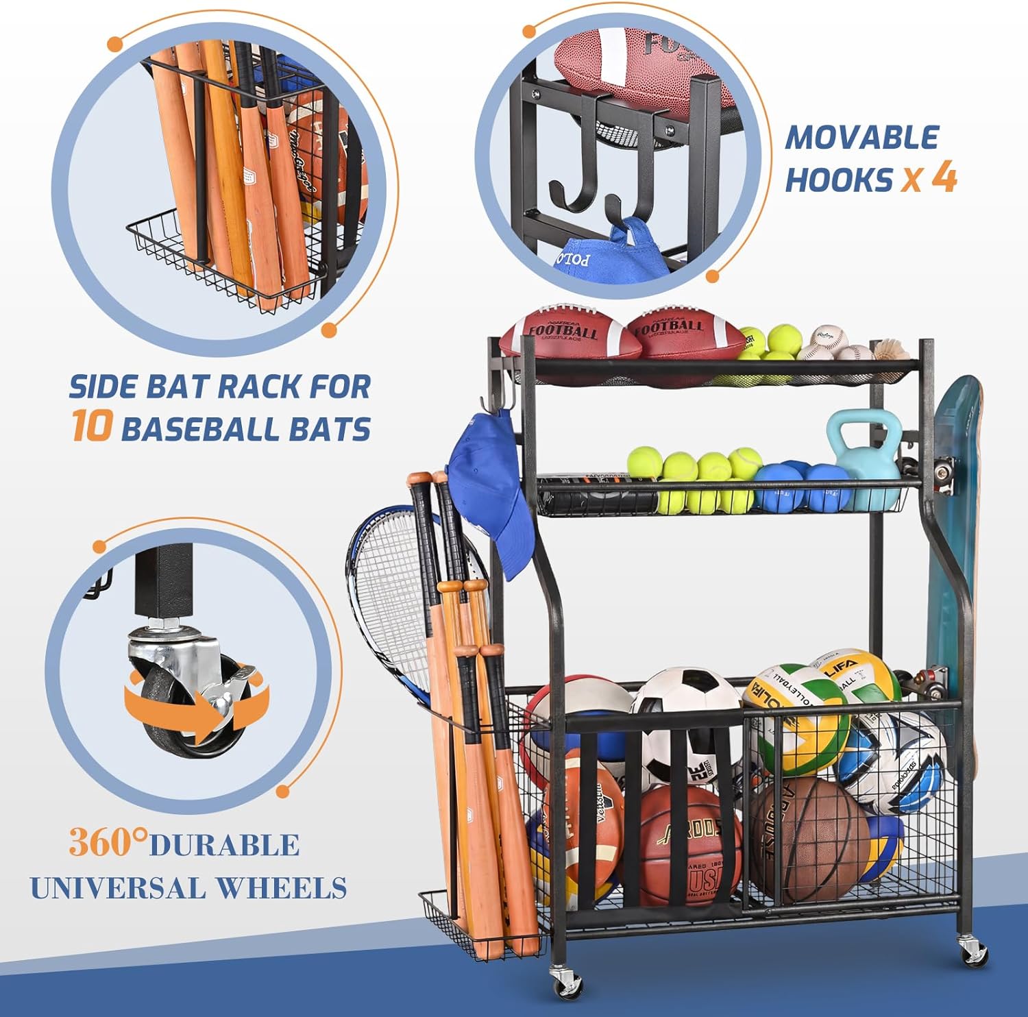 Sports Equipment Storage Rack  - Sports Equipment Organizer Garage incelemesi ve fiyatı